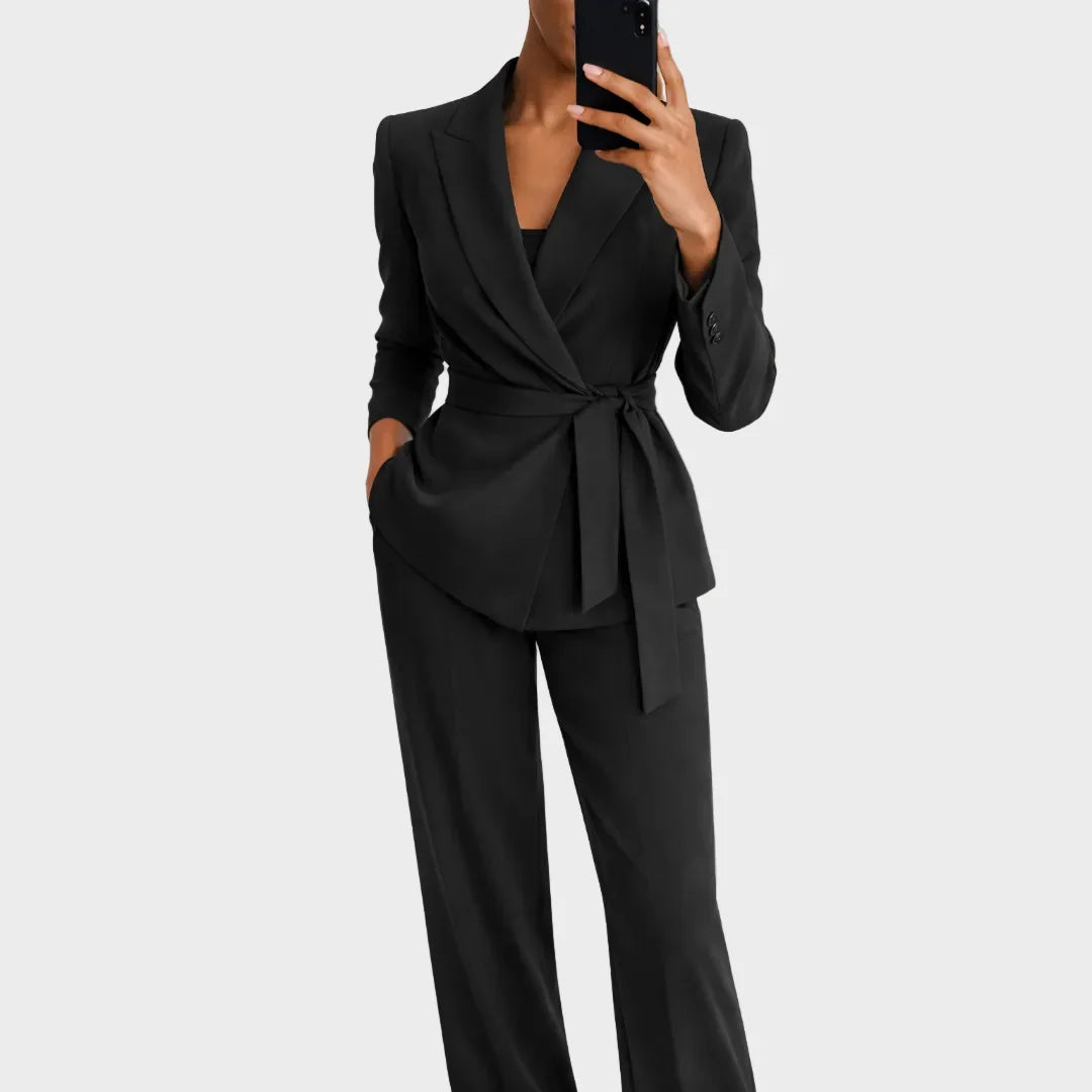 Women’s Blazer and Wide Leg Trousers Matching Set Black