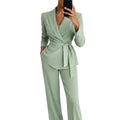 Women’s Blazer and Wide Leg Trousers Matching Set Light Green