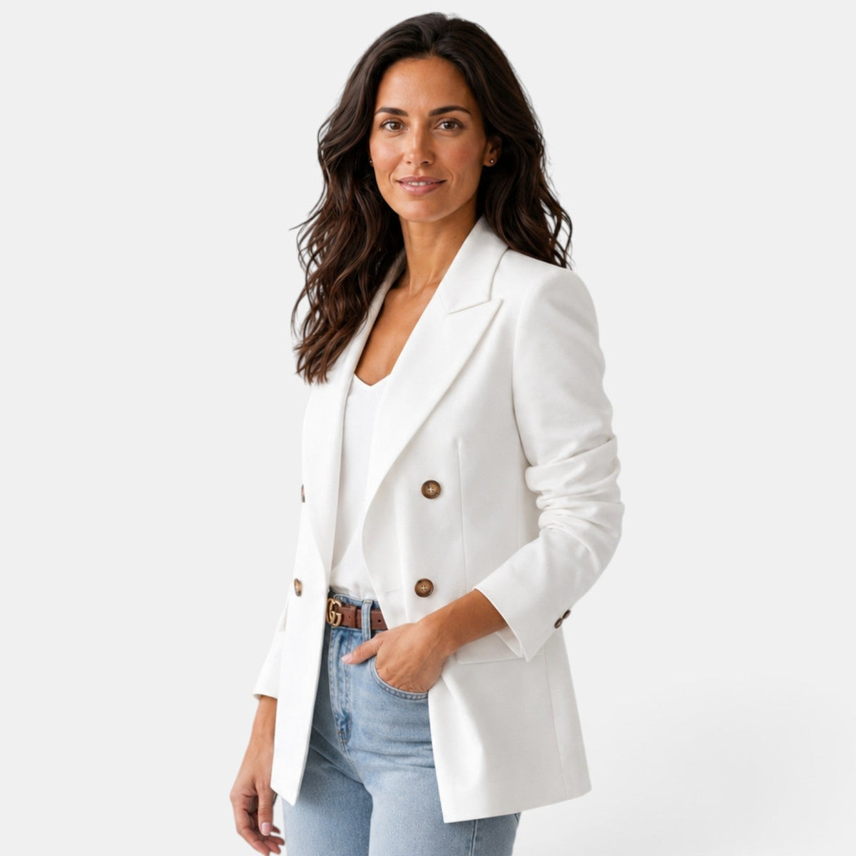 Women’s Double Button Blazer with Peak Lapels 1