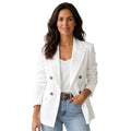Women’s Double Button Blazer with Peak Lapels White