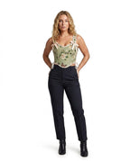 Women’s Floral Print Corset Top with Ribbon Ties 1