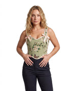 Women’s Floral Print Corset Top with Ribbon Ties 2