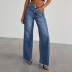 Women’s High-Rise Wide Leg Jeans with Raw Hem 1