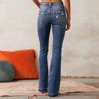 Women’s High-Waisted Bootcut Jeans with Frayed Hem 4