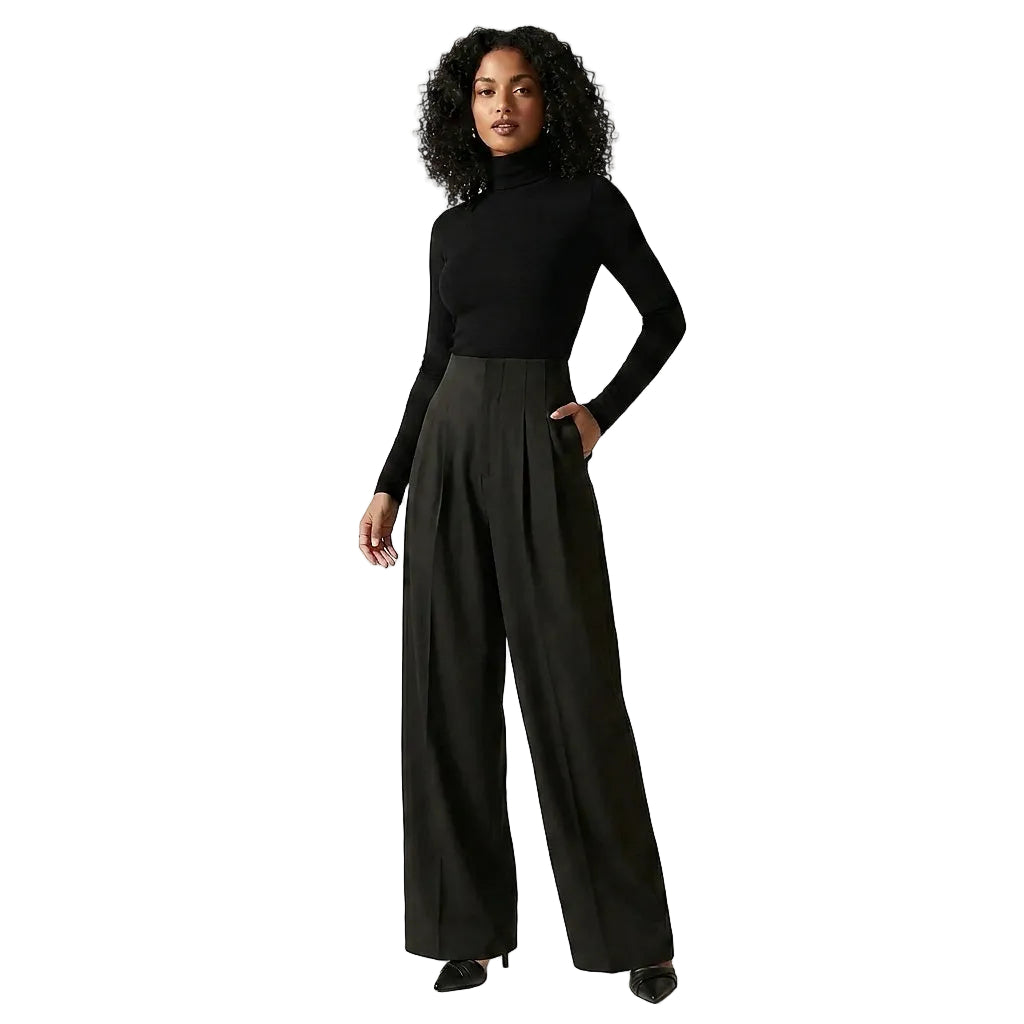Women’s High-Waisted Wide Leg Trousers Black