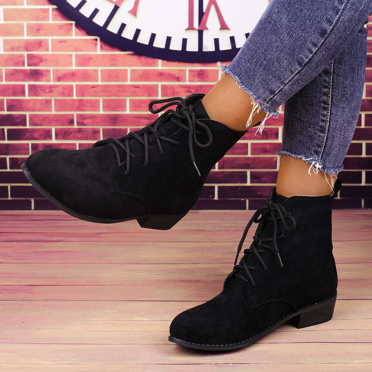 Women’s Lace-Up Ankle Boots with Block Heel 4