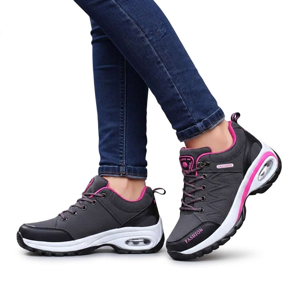 Women’s Lace-Up Athletic Sneakers with Air Sole Gray