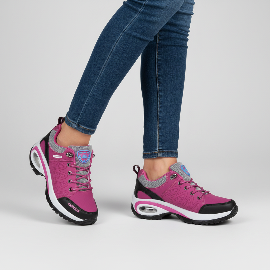 Women’s Lace-Up Athletic Sneakers with Air Sole Pink