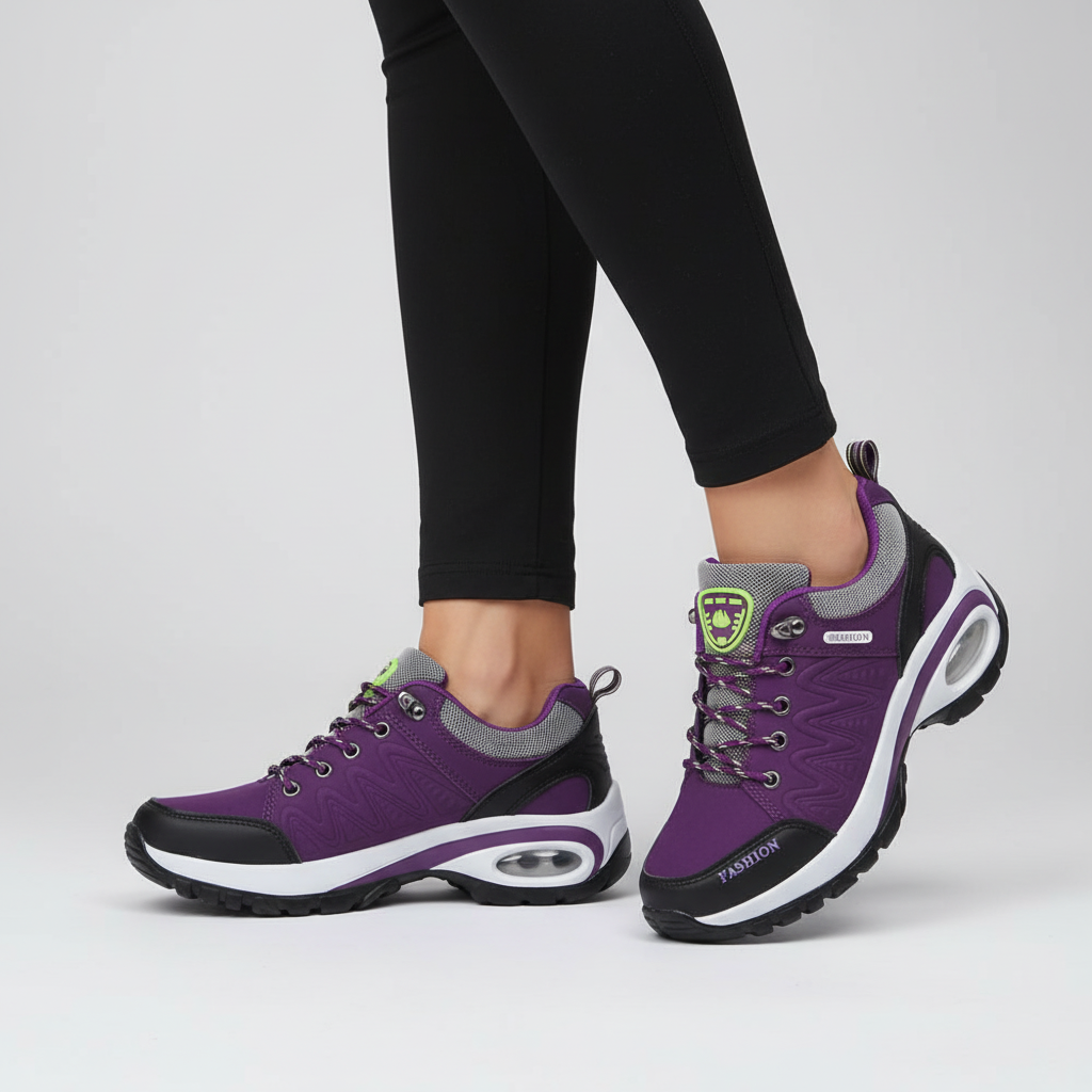 Women’s Lace-Up Athletic Sneakers with Air Sole Purple