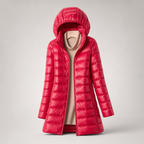 Women’s Long Puffer Jacket with Hood Fuchsia