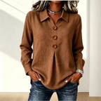 Women’s Long Sleeve Button Front Shirt Brown