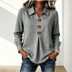Women’s Long Sleeve Button Front Shirt Gray