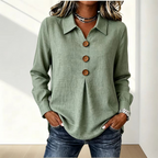 Women’s Long Sleeve Button Front Shirt Green