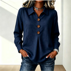 Women’s Long Sleeve Button Front Shirt Navy Blue