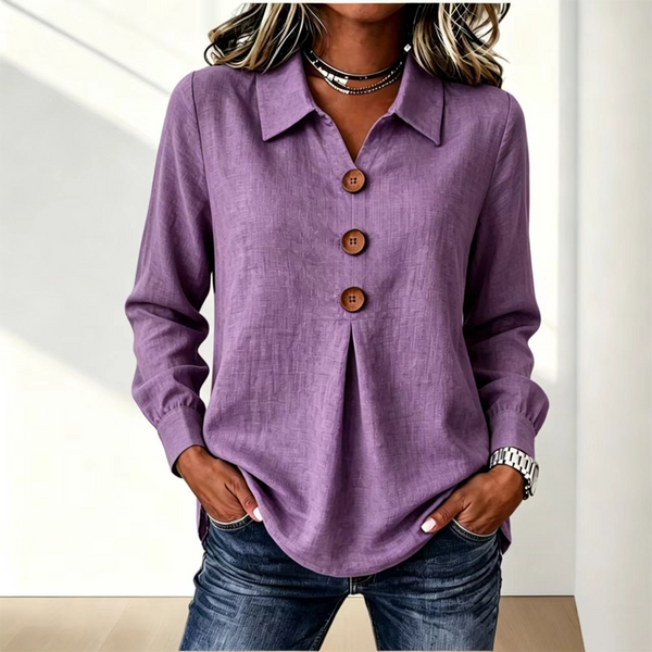 Women’s Long Sleeve Button Front Shirt Violet