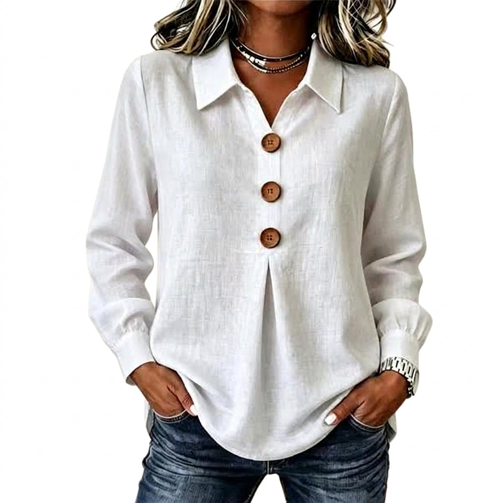 Women’s Long Sleeve Button Front Shirt White