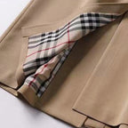 Women’s Long Trench Coat with Belt and Plaid Lining 4