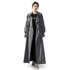 Women’s Long Trench Coat with Button Closure Grey