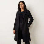 Women’s Long Wool Blend Coat Black