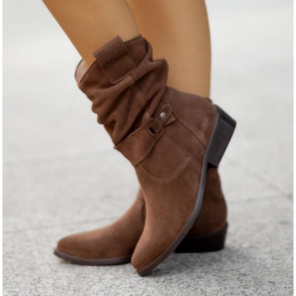 Women’s Mid-Calf Slouch Boots with Side Zip Arizona Brown