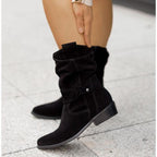 Women’s Mid-Calf Slouch Boots with Side Zip Manhattan Black