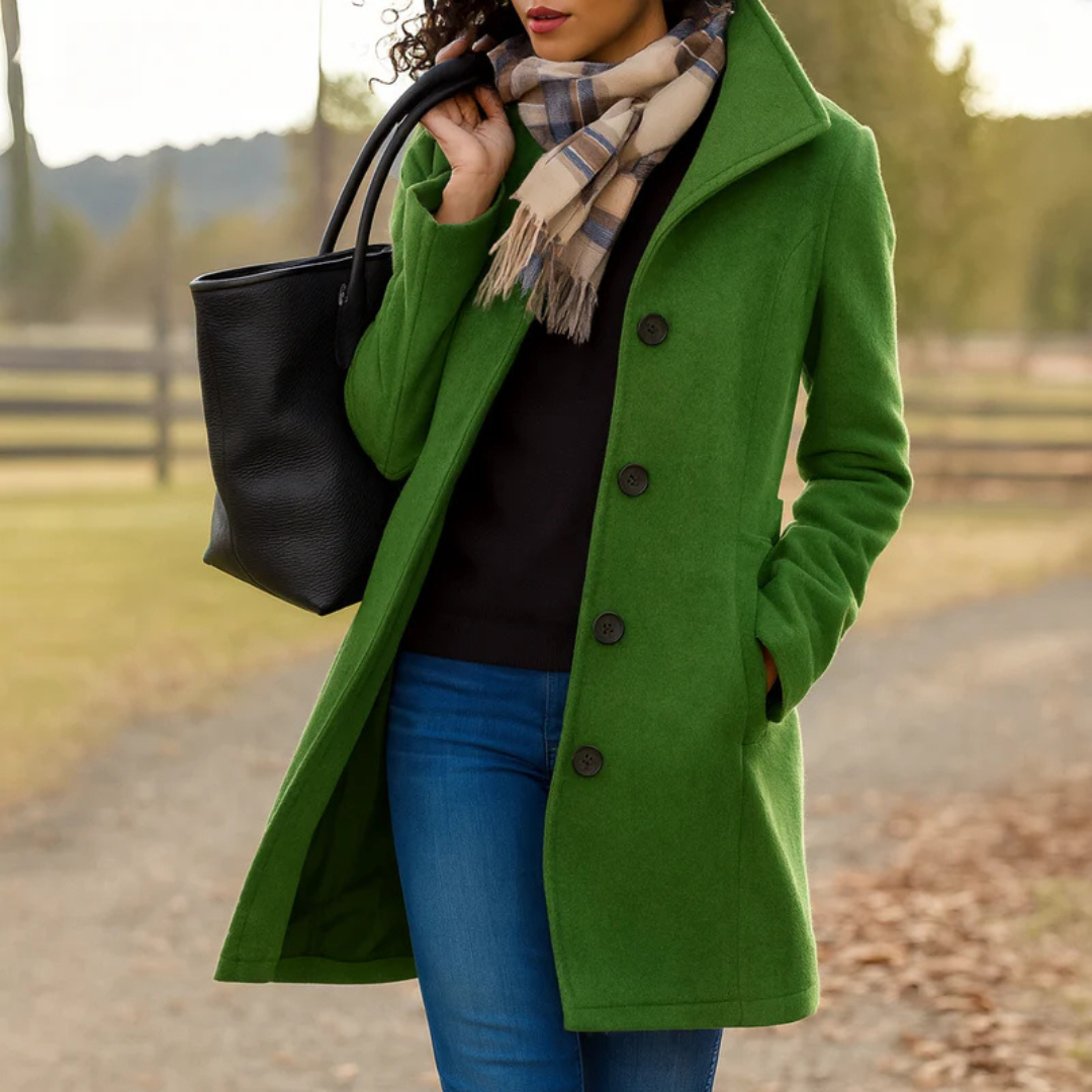 Women’s Mid-Length Button Front Coat Green
