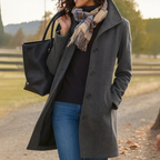 Women’s Mid-Length Button Front Coat Grey