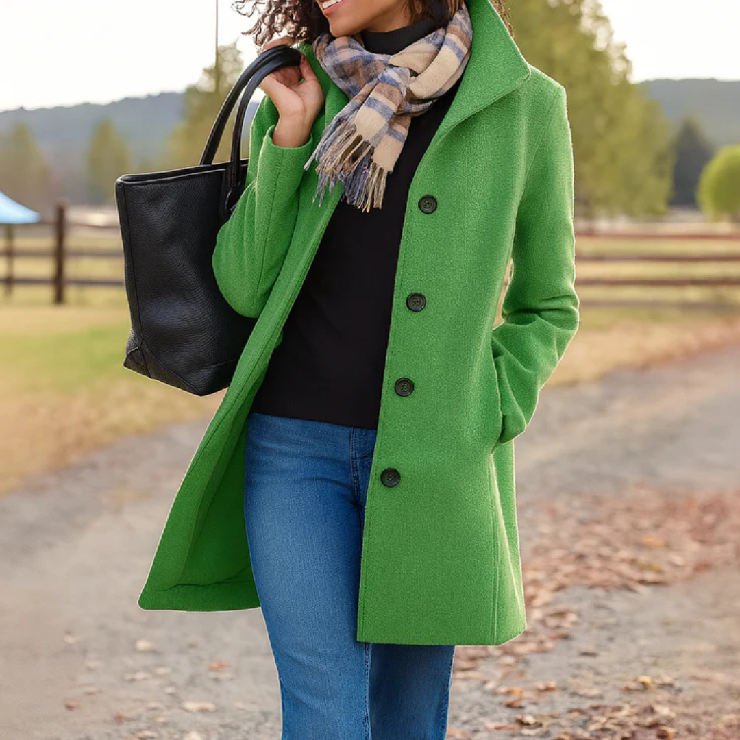 Women’s Mid-Length Button Front Coat Light Green