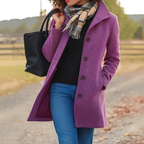 Women’s Mid-Length Button Front Coat Purple