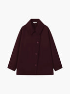 Women’s Oversized Coat with Button Closure Dark Red