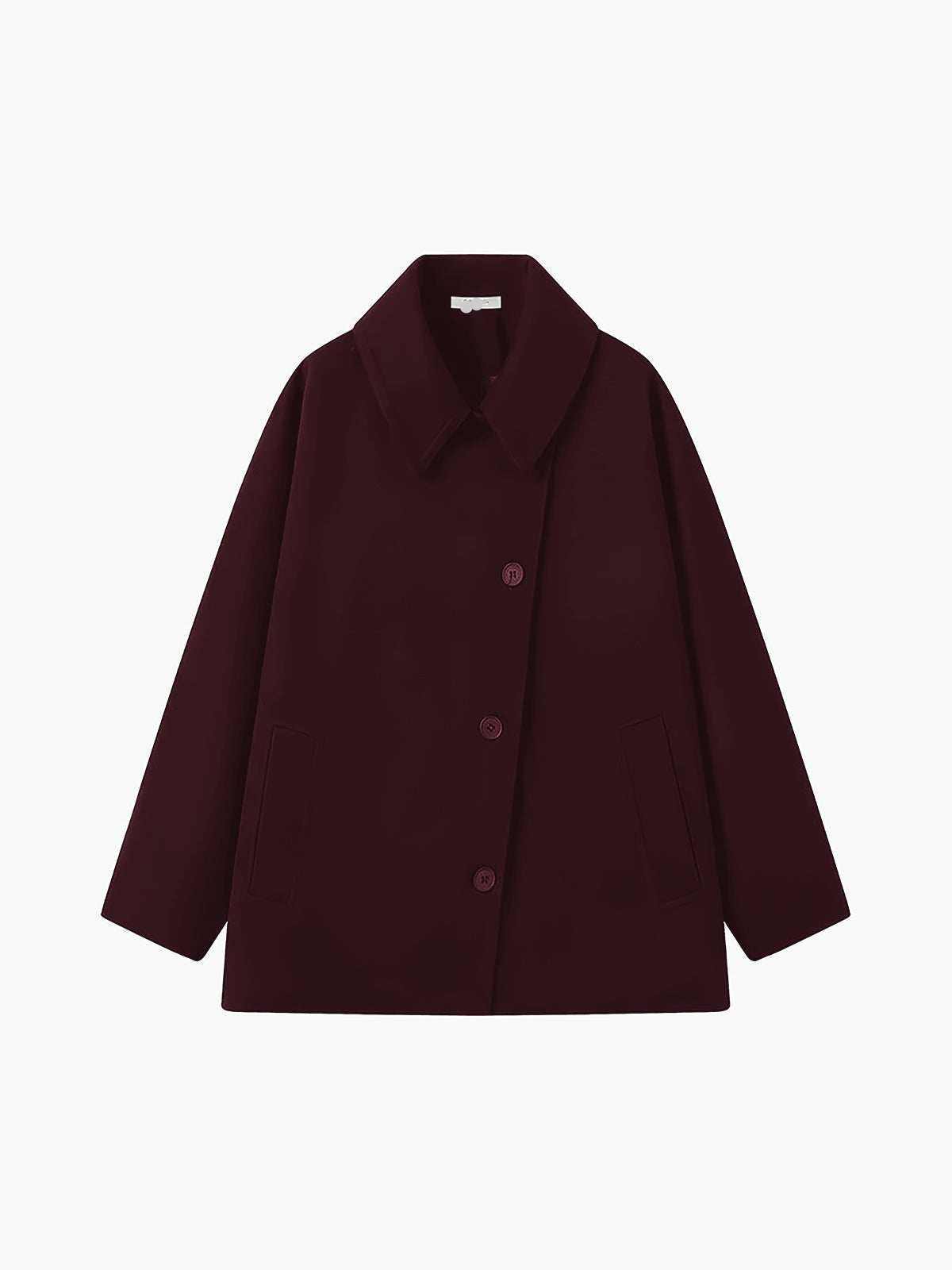Women’s Oversized Coat with Button Closure Dark Red