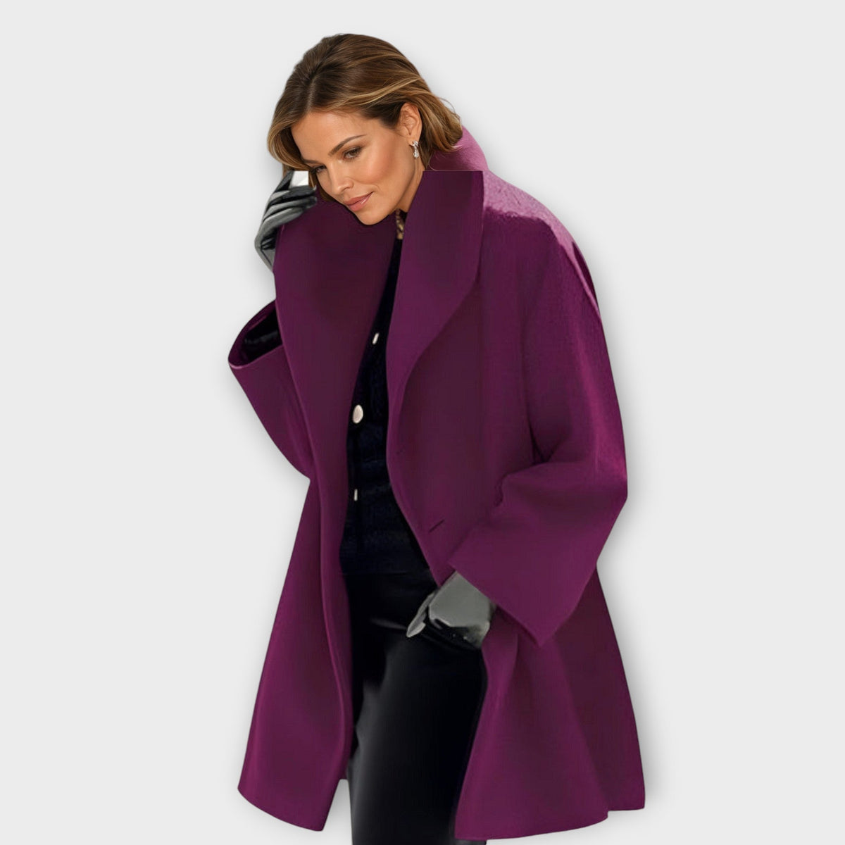 Women’s Oversized Coat with Wide Lapel Purple