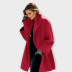 Women’s Oversized Coat with Wide Lapel Red