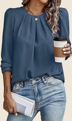 Women’s Pleated Round Neck Blouse 1