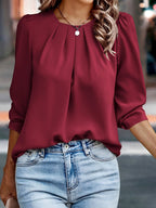 Women’s Pleated Round Neck Blouse 2