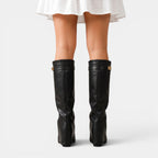 Women’s Pointed Toe Knee High Boots with Metal Detail 2