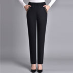 Women’s Straight Leg Denim Trousers with Elastic Waist Black