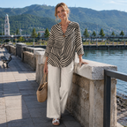 Women’s Striped Blouse and Wide Leg Trousers Set 1