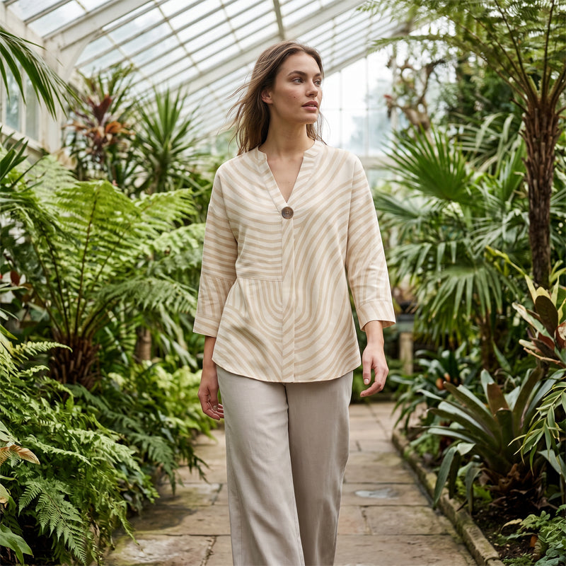 Women’s Striped Blouse and Wide Leg Trousers Set 3