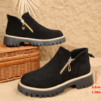 Women’s Suede Ankle Boots with Side Zippers and Lug Soles 1
