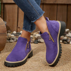Women’s Suede Ankle Boots with Side Zippers and Lug Soles 2