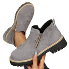 Women’s Suede Ankle Boots with Side Zippers and Lug Soles 4