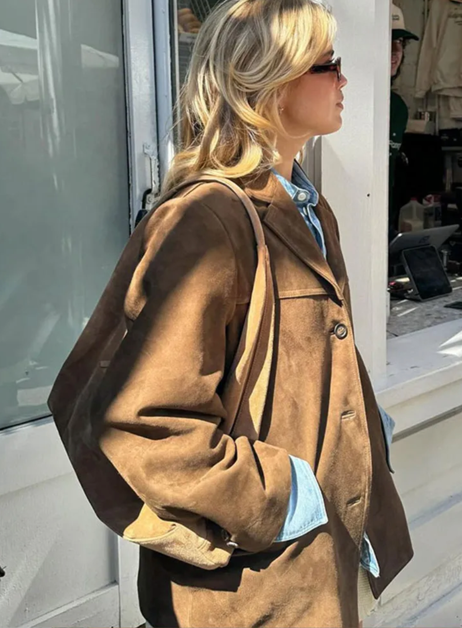 Women’s Suede Texture Button Front Jacket 1