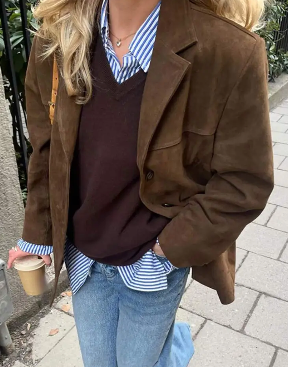 Women’s Suede Texture Button Front Jacket 2