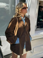 Women’s Suede Texture Button Front Jacket 5