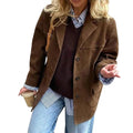 Women’s Suede Texture Button Front Jacket Brown