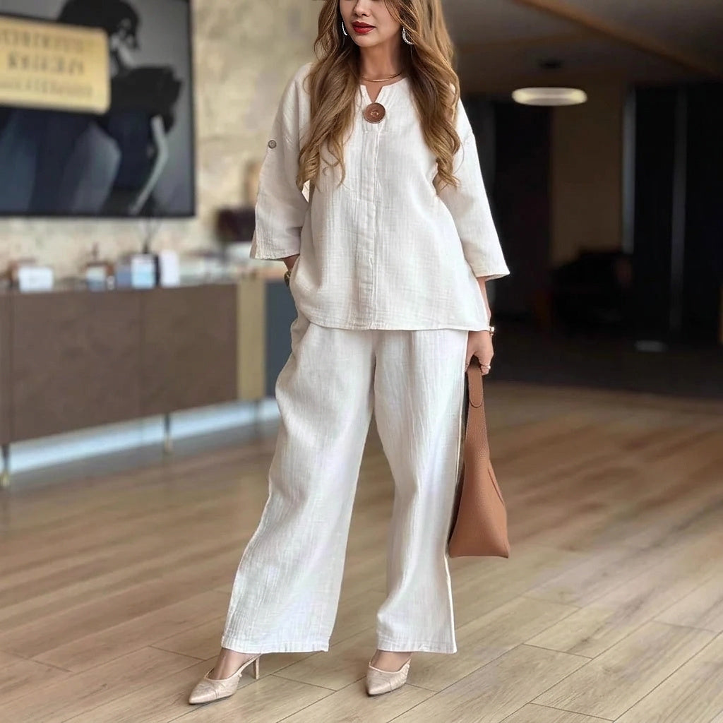 Women’s Two-Piece Tunic and Wide Leg Trouser Set 1