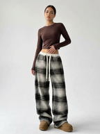 Women’s Wide Leg Plaid Lounge Pants 1